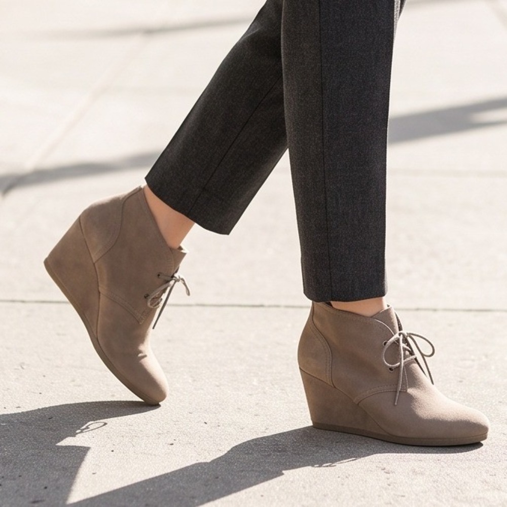 Universal Thread 9.5 Womens Taupe Suede‎ Wedge Ankle Booties NEW